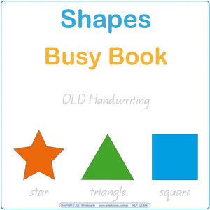 Shapes Busy Book using QLD Handwriting, QLD Shapes Quiet Book, Learn Shapes with our Busy Book