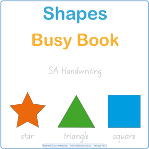 Teach your child shapes with our SA Modern Cursive Font Busy Book with posters and flashcards