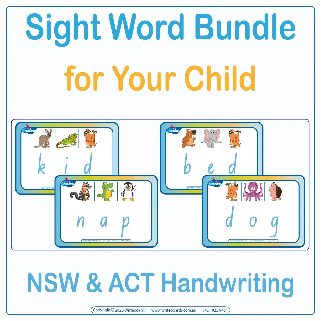 Teach your child 228 Sight Words using NSW & ACT School Handwriting