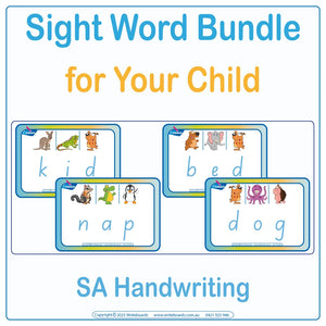 Teach your child 228 Sight Words using SA Handwriting, SA Sight Words for Kids Aged 3+
