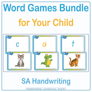 CVC Words Games Pack Two with 67 pages of letter-based activities for SA school Handwriting