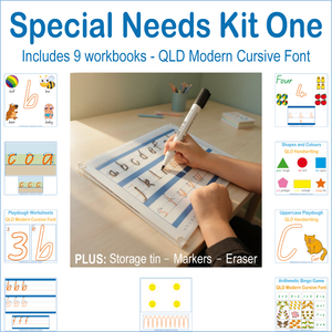 QLD Modern Cursive Font Special Needs School Kit for tailored handwriting and sensory learning support