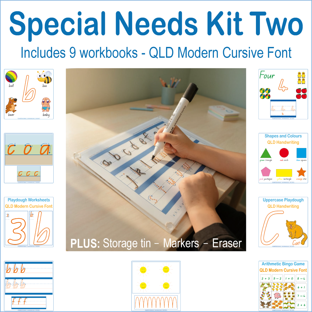 QLD Modern Cursive Font Special Needs School Kit for further handwriting and sensory learning support