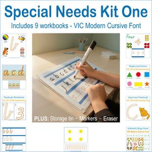 VIC Modern Cursive Special Needs School Kit One for home schooling and tailored handwriting support