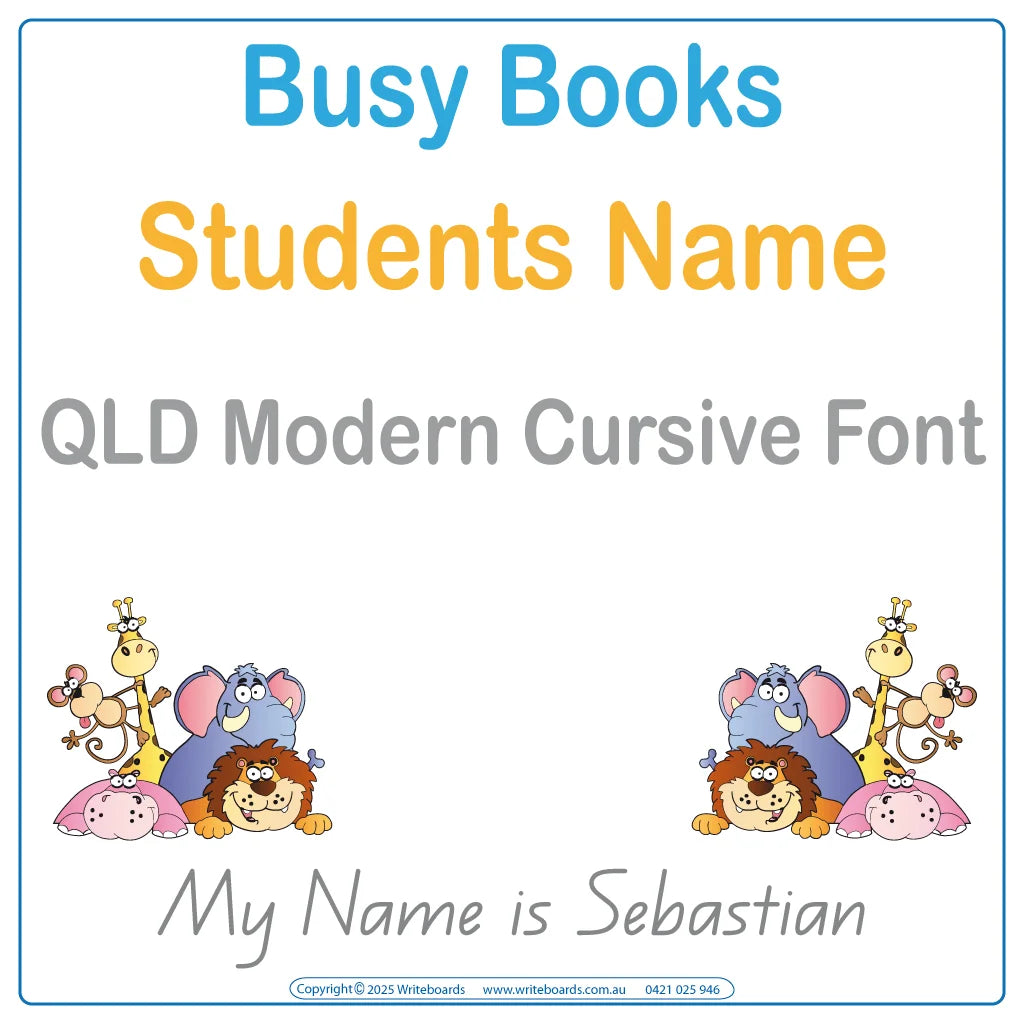 QLD Modern Cursive Font Busy book for teachers helping students learn their names
