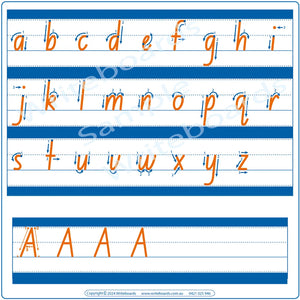 Teachers NSW Foundation Font Lowercase Alphabet Tracing Worksheets with directional arrows, NSW Early Stage One