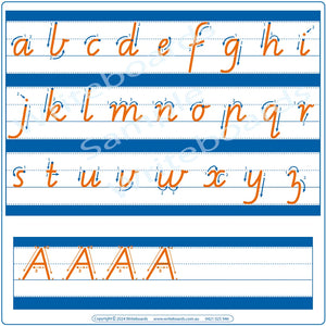 VIC Modern Cursive Font Early Stage One Alphabet Worksheets with Directional Arrows for Teachers