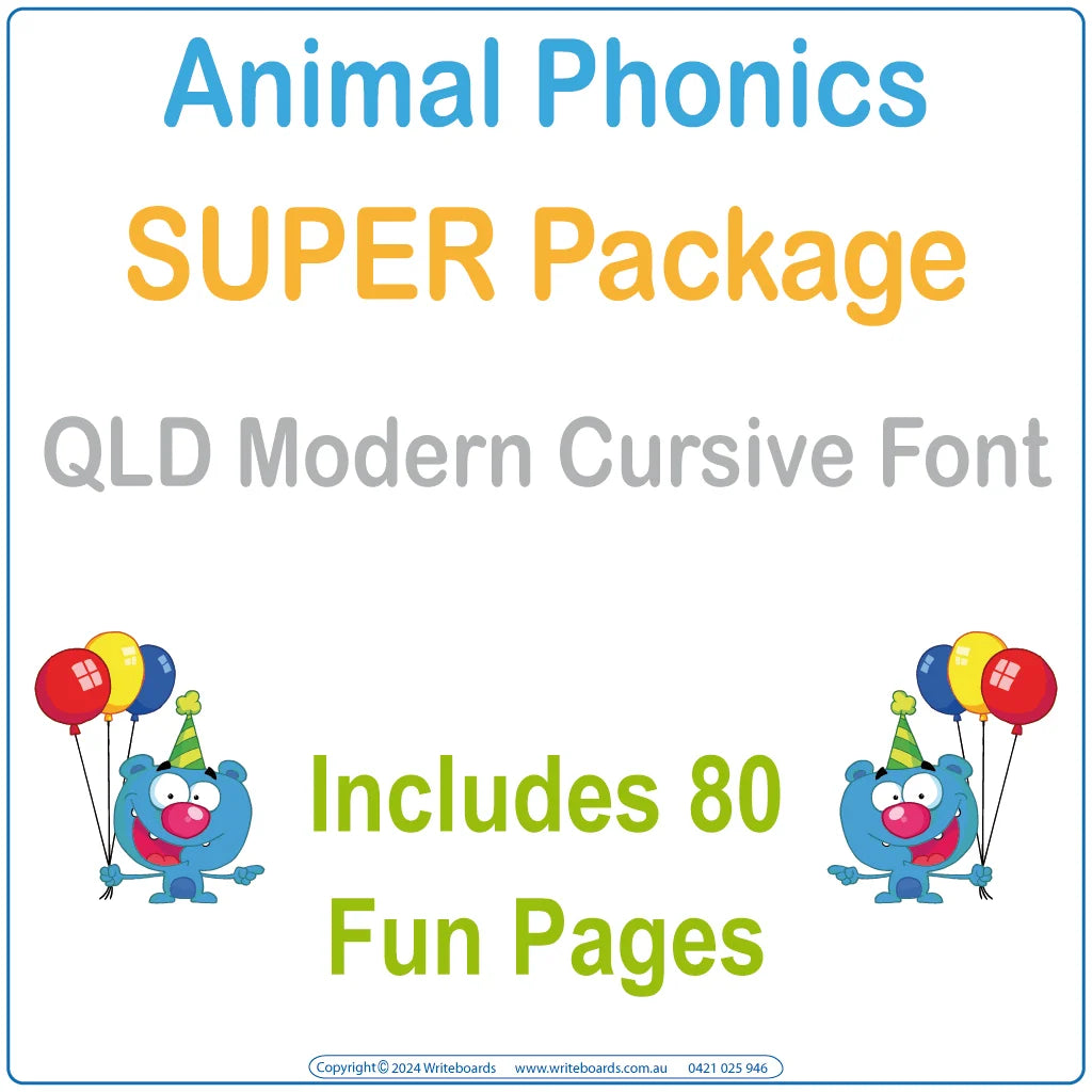 QLD Super Package with posters flashcards desk strips and playdough pack for Teachers in QLD