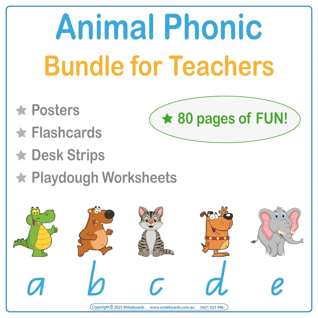 Ultimate phonics resource with animal-themed materials in QLD Modern Cursive Font to boost early literacy skills