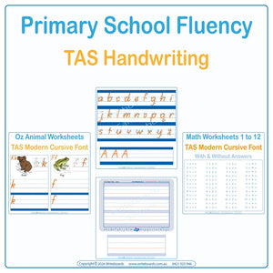 Primary Fluency Handwriting Pack for TAS Kids using TAS Modern Cursive Handwriting