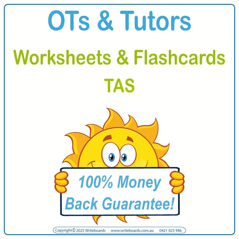 TAS Modern Cursive Font Worksheets & Flashcards for Occupational Therapists & Tutors
