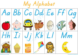 TAS Modern Cursive Font Alphabet Busy Book Poster for Childcare & Preschool for children aged 3+