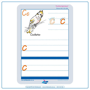 TAS Modern Cursive Font Australian Animal Alphabet Worksheets with Pictures and Names for TAS Teachers