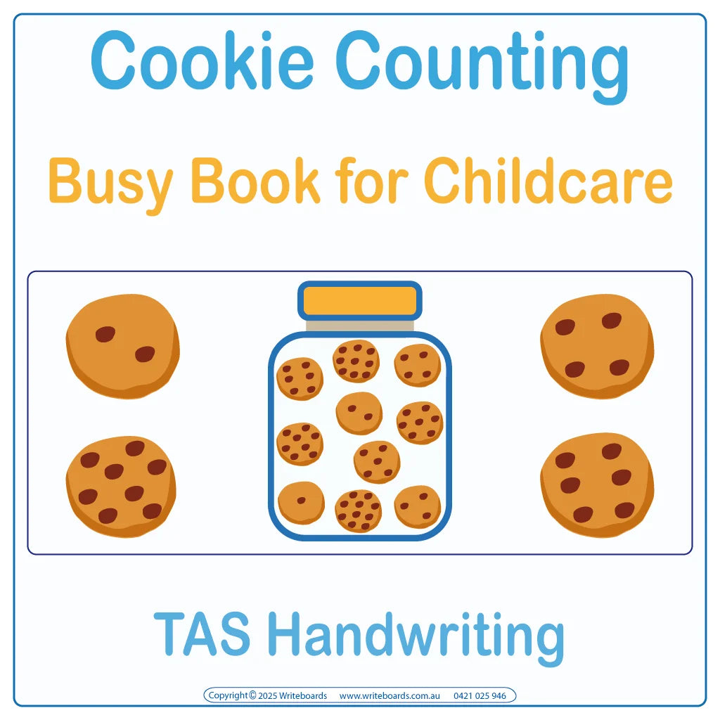 TAS Modern Cursive Font Number Counting Busy Book for Childcare & Preschool children aged 3+