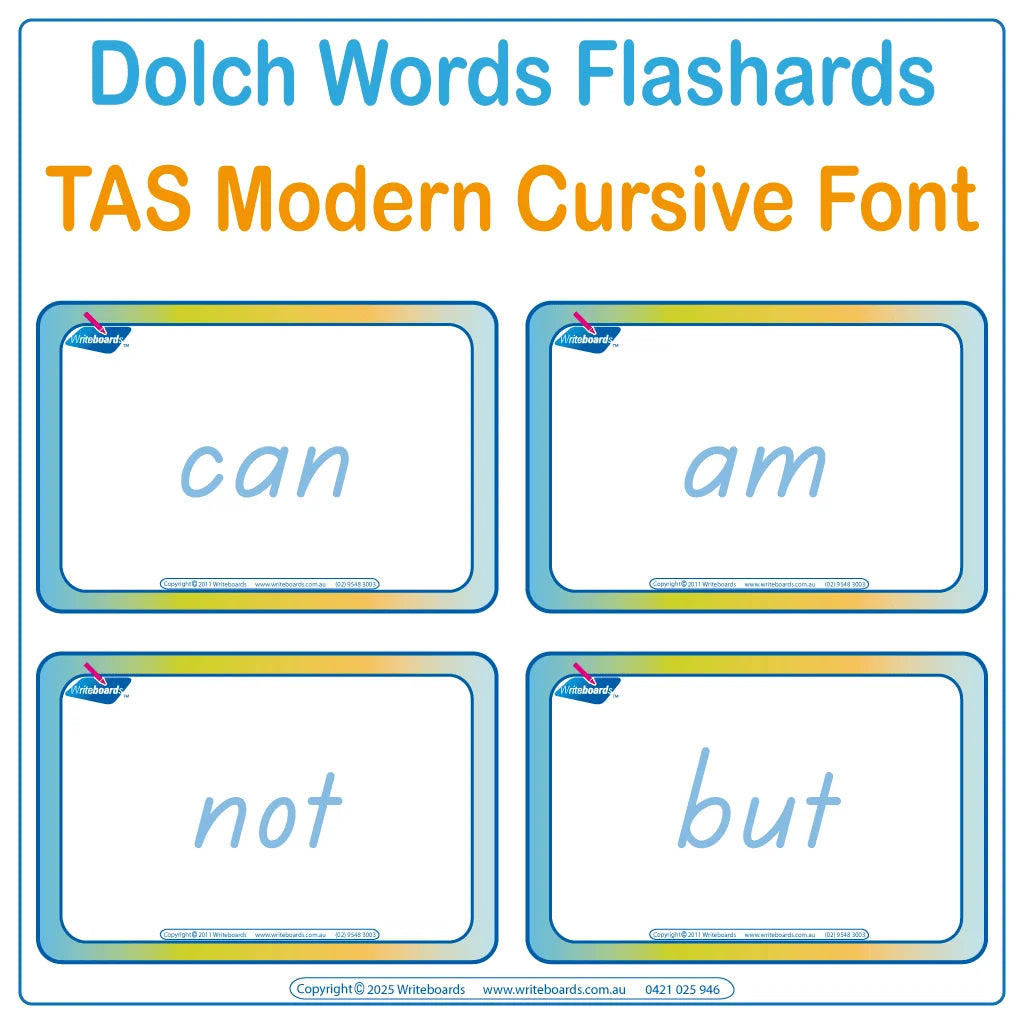 315 TAS Modern Cursive Font Dolch Sight Word Flashcards for Occupational Therapists and Tutors