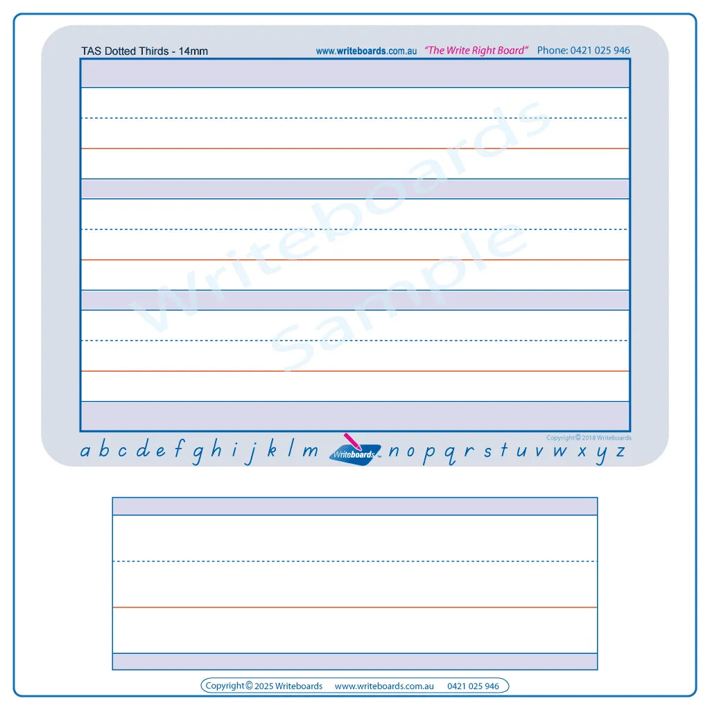 TAS Modern Cursive Font Dotted Third Line Worksheets with Alphabet Guide for Occupational Therapists and Tutors