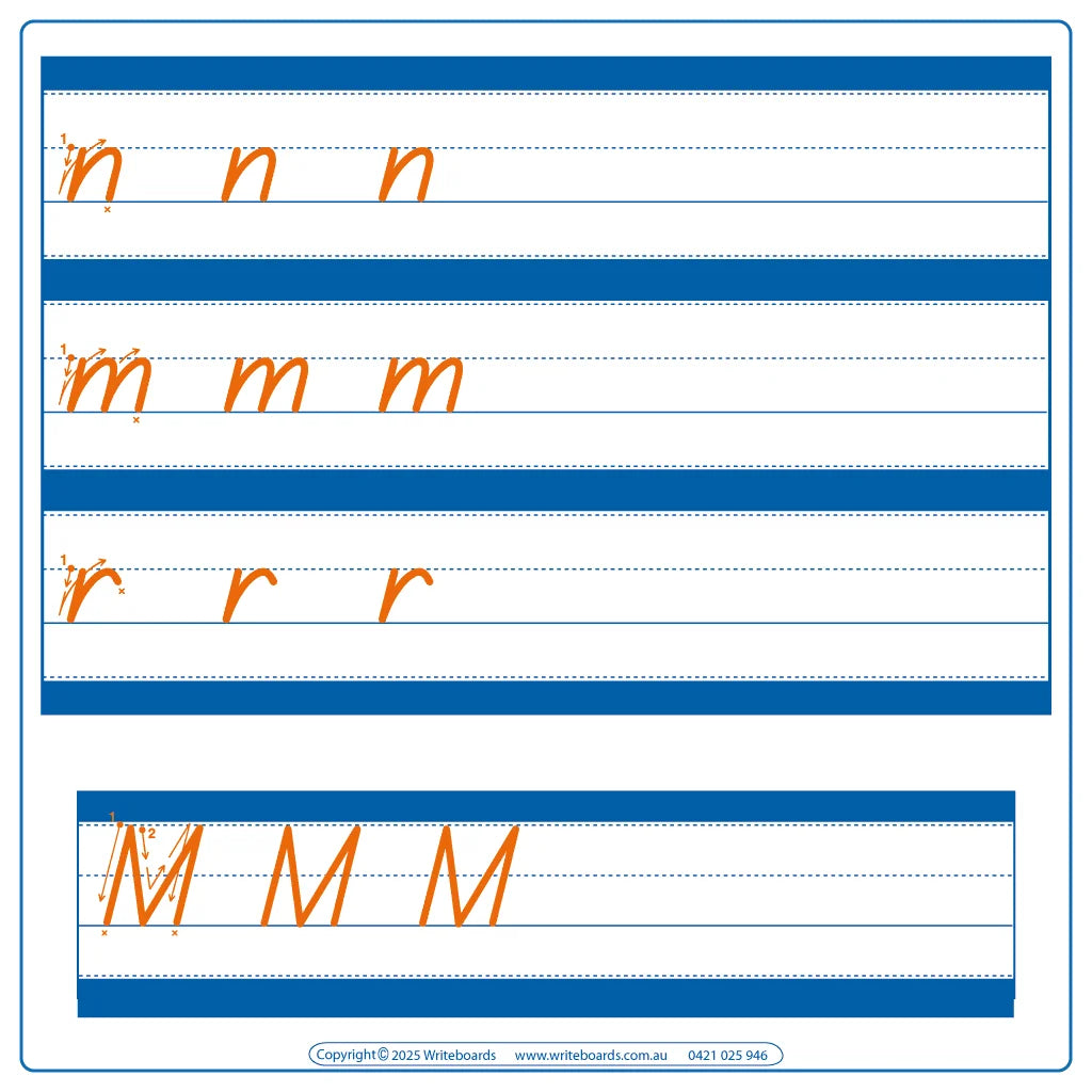 TAS Modern Cursive Font Family Alphabet Worksheets with Directional Arrows for Occupational Therapists and Tutors