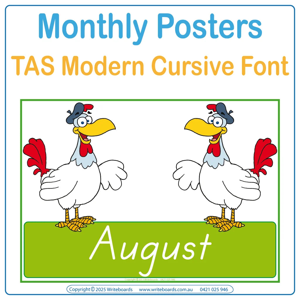 TAS Modern Cursive Font Monthly Posters for Teachers & Educators