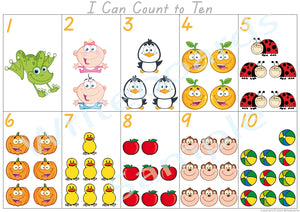TAS Modern Cursive Number Busy Book Poster for Childcare & Preschool for children aged 3+