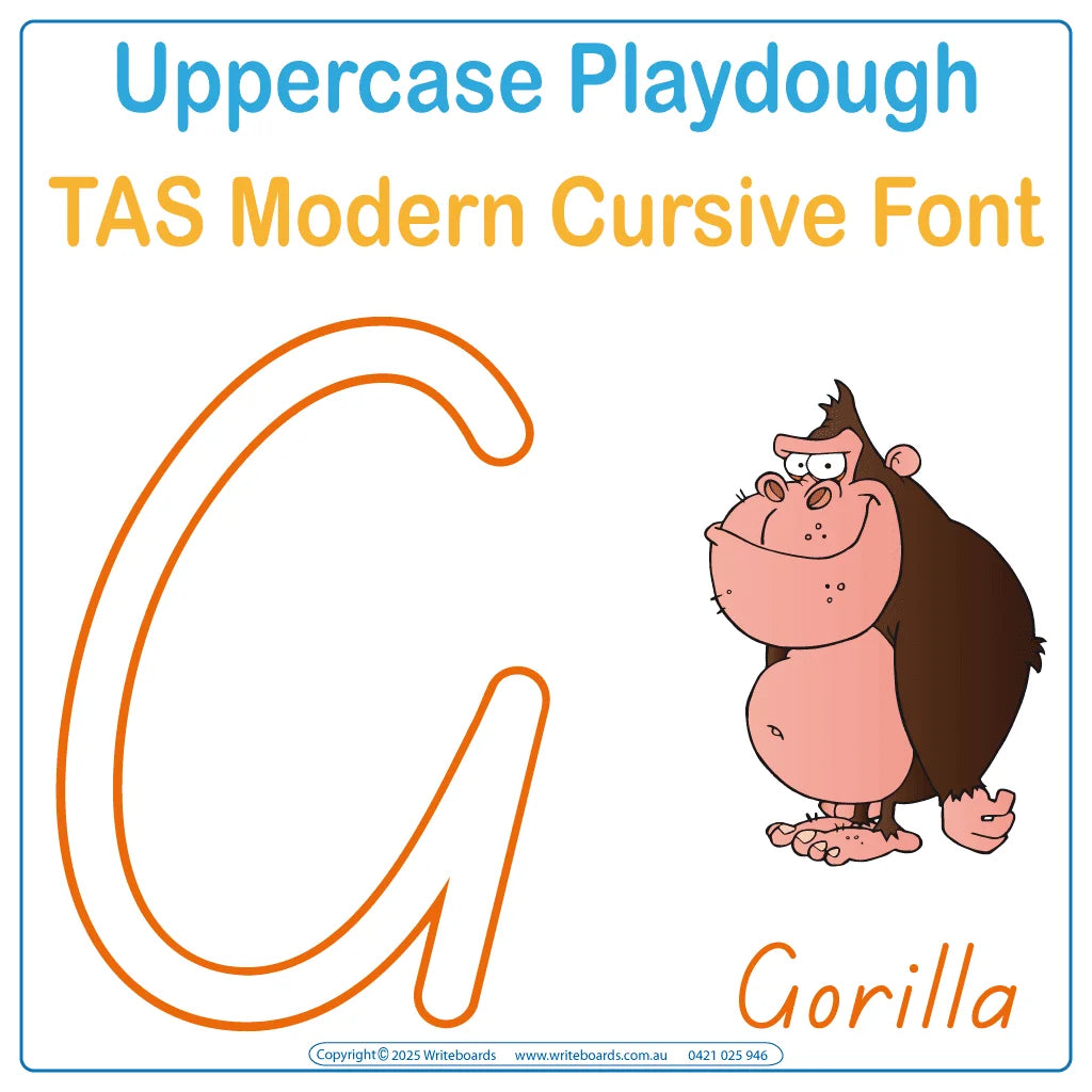 Download TAS Modern Cursive Font Uppercase Letters & Numbers Worksheets for Teachers, TAS Teaching Resources
