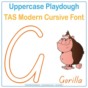 Download TAS Modern Cursive Font Uppercase Letters & Numbers Worksheets for Teachers, TAS Teaching Resources
