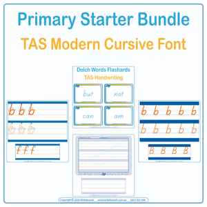 TAS Modern Cursive Primary Starter Bundle includes Dotted Third Worksheets and Lines plus more