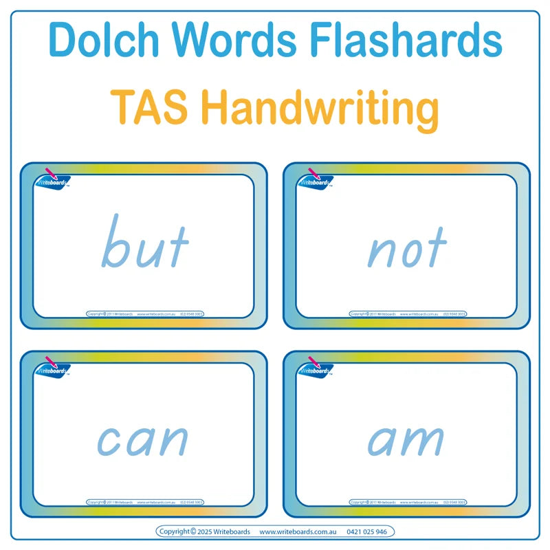 TAS Modern Cursive Font School Starter Kit includes 315 Sight Word Flashcards