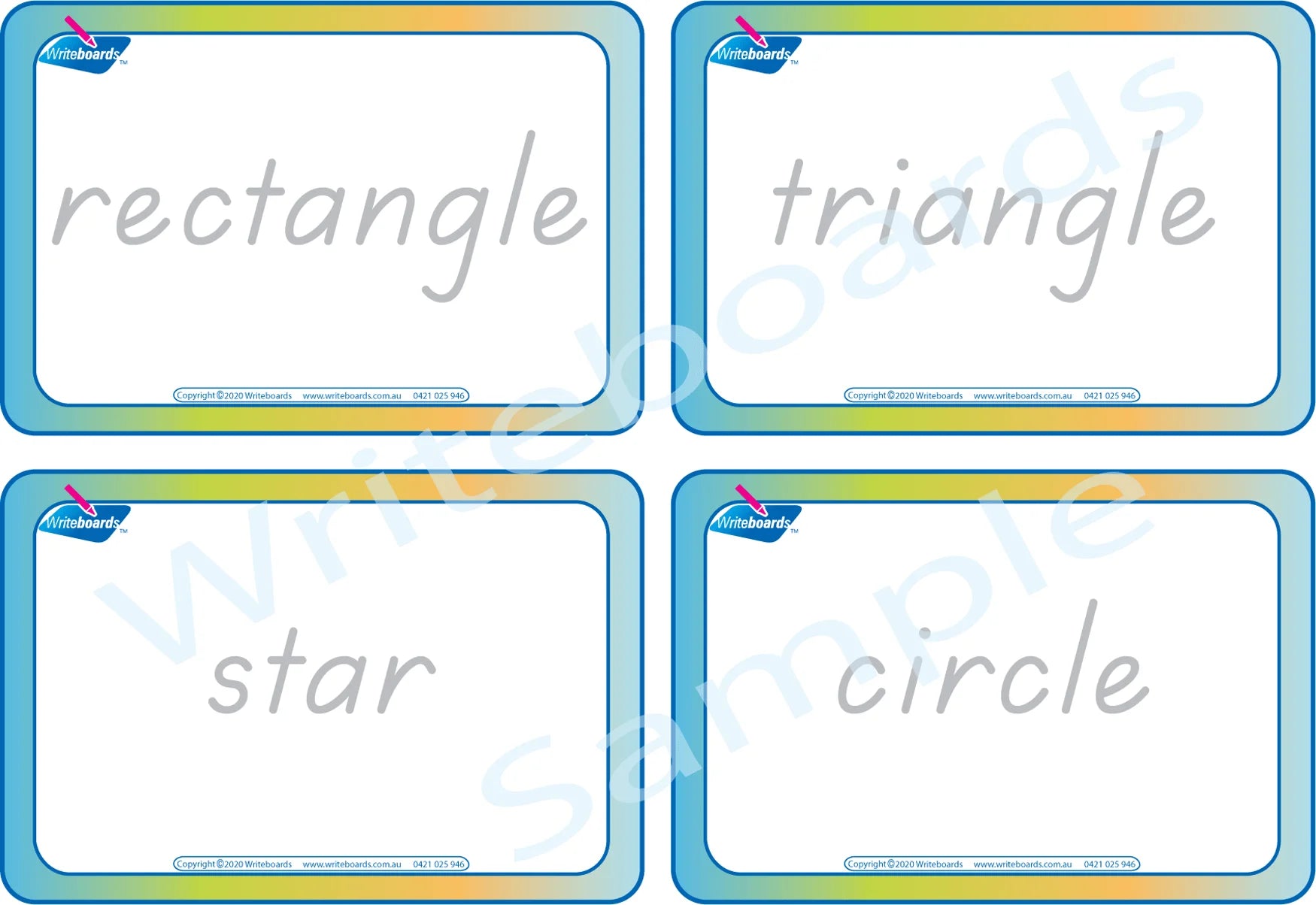 TAS Modern Cursive Font Shape and Colour Flashcards for Teachers and Educators ages 3+