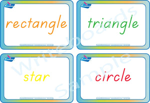 TAS Modern Cursive Font Shape and Colour Flashcards for Teachers and Educators ages 3+
