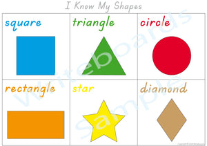 TAS Modern Cursive Font Shapes Busy Book Poster for Childcare & Preschool children aged 3+