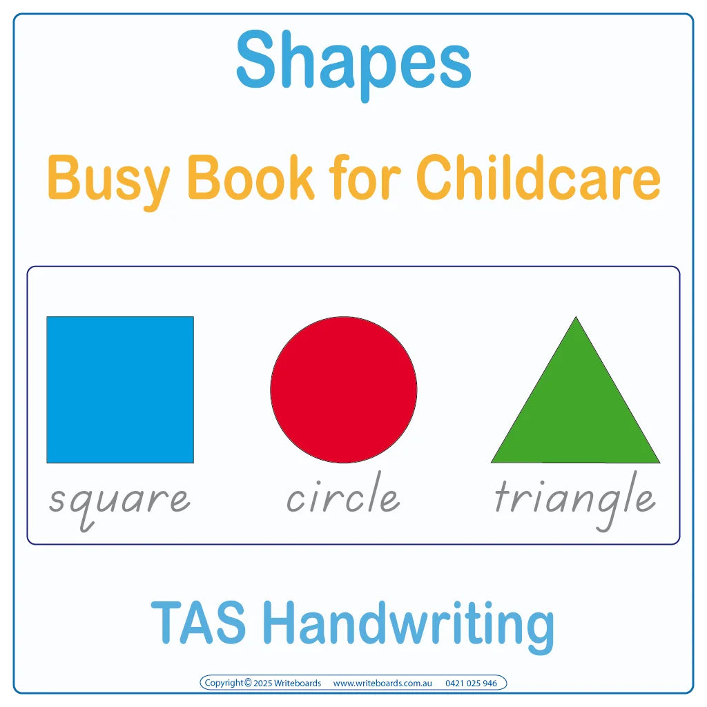 TAS Modern Cursive Font Shapes Busy Book for Childcare & Preschool children aged 3+