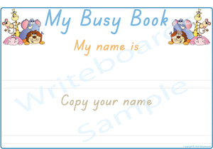 TAS Modern Cursive Font Your Students Name Busy Book for Childcare & Preschool kids aged 3+