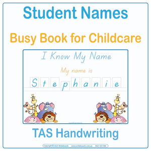 TAS Modern Cursive Your Students Name Busy Book for Childcare & Preschool kids aged 3+