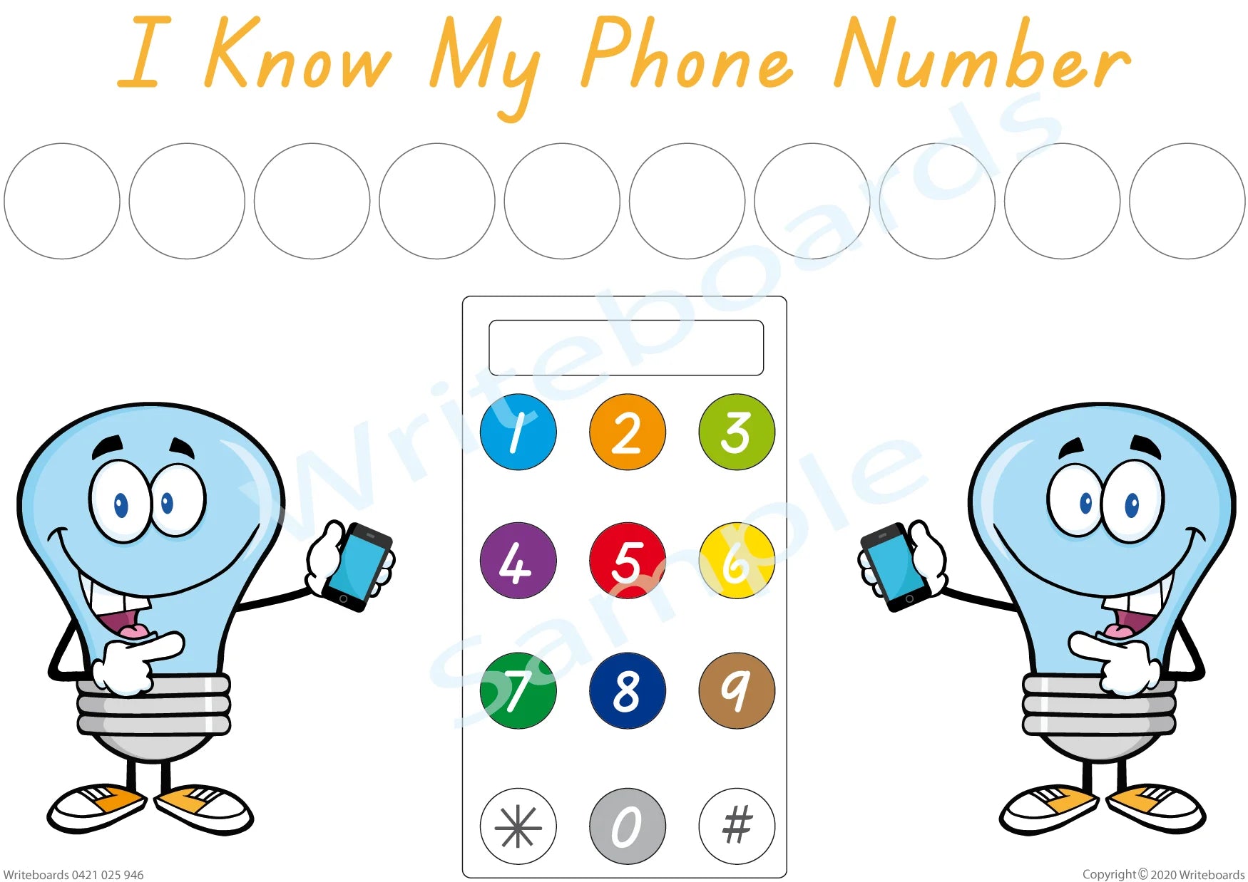 Teach Your Students their Phone Number using TAS Modern Cursive Font for ages 3+
