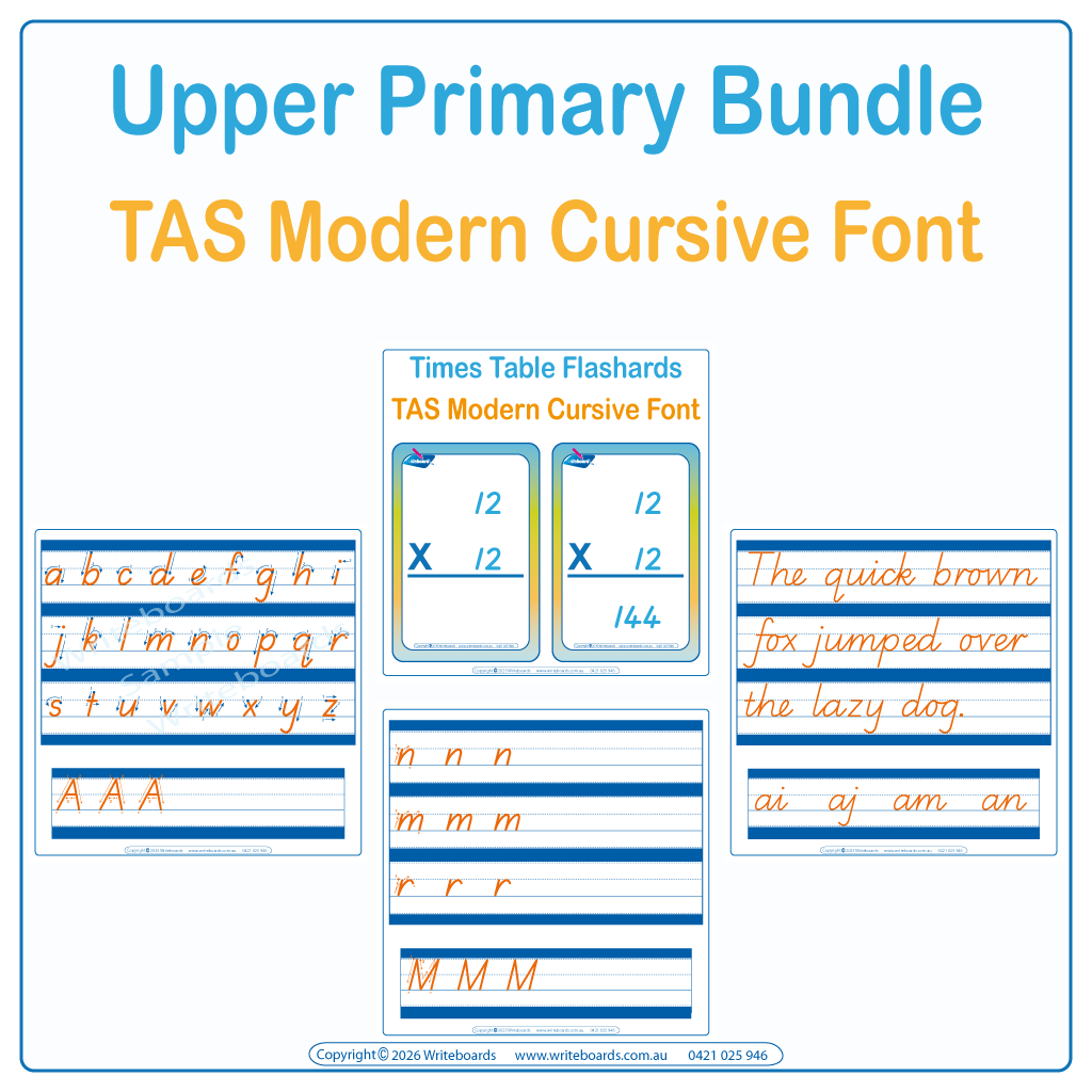 TAS Modern Cursive Primary Starter Bundle includes Dotted Third Worksheets and Lines plus more