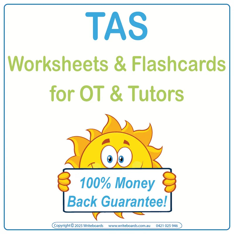 TAS Modern Cursive Font Worksheets for Therapists in TAS, TAS Tutors Traceable & Printable Worksheets