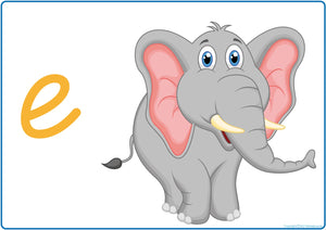 TAS Modern Cursive Alphabet Phonics posters for Childcare and Kindy with letter sounds and picture cues