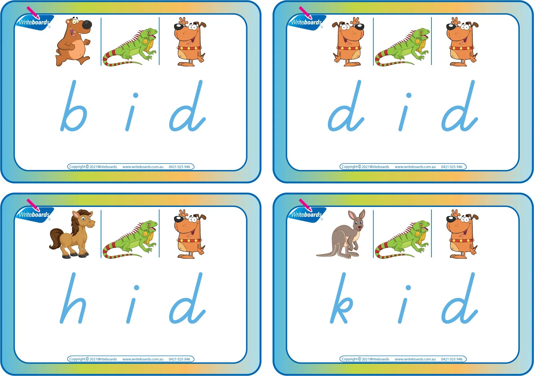 TAS Modern Cursive Font CVC Flashcards with the middle letter i, CVC Resources for TAS Teachers