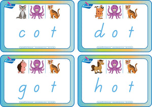 TAS Modern Cursive Font CVC Flashcards with the middle letter o, CVC Resources for TAS Teachers