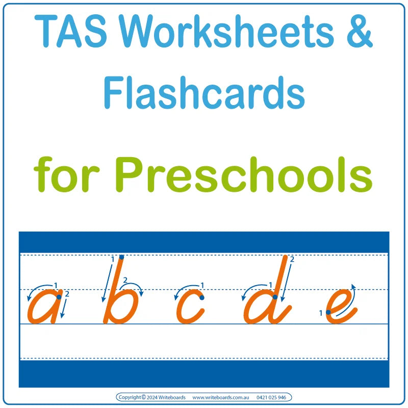 TAS Worksheets & Flashcards for Prep & Preschools, TAS School Readiness Worksheets for Preschool Educators