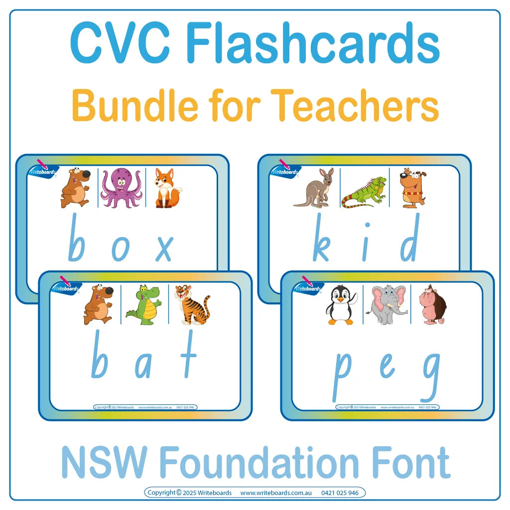 NSW Foundation CVC flashcard bundle for teachers to teach phonics and letter sounds