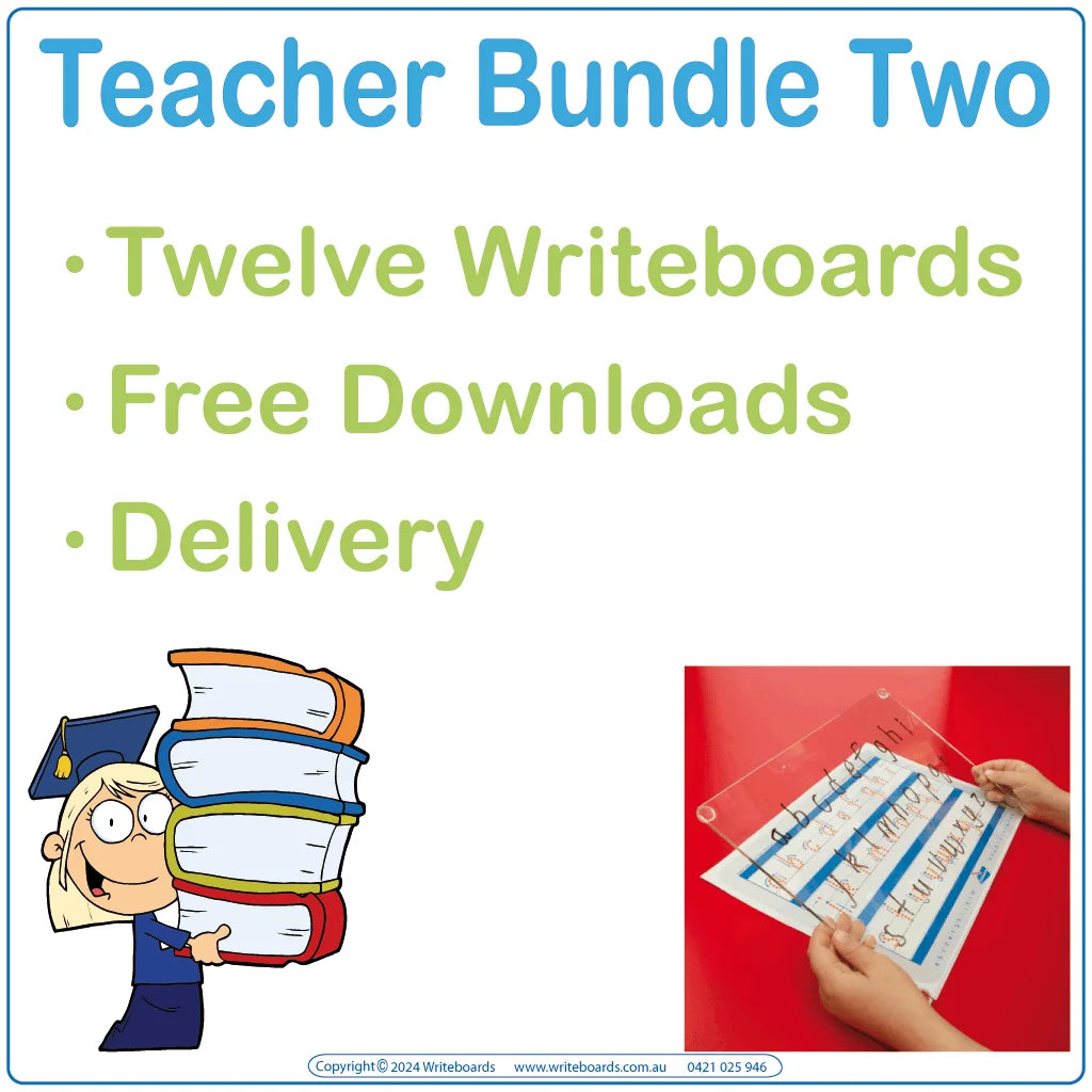 Australian Teachers Literacy and Numeracy Bundle Deal includes our Reusable Writeboard, Aussie Teacher Bundles for Classrooms