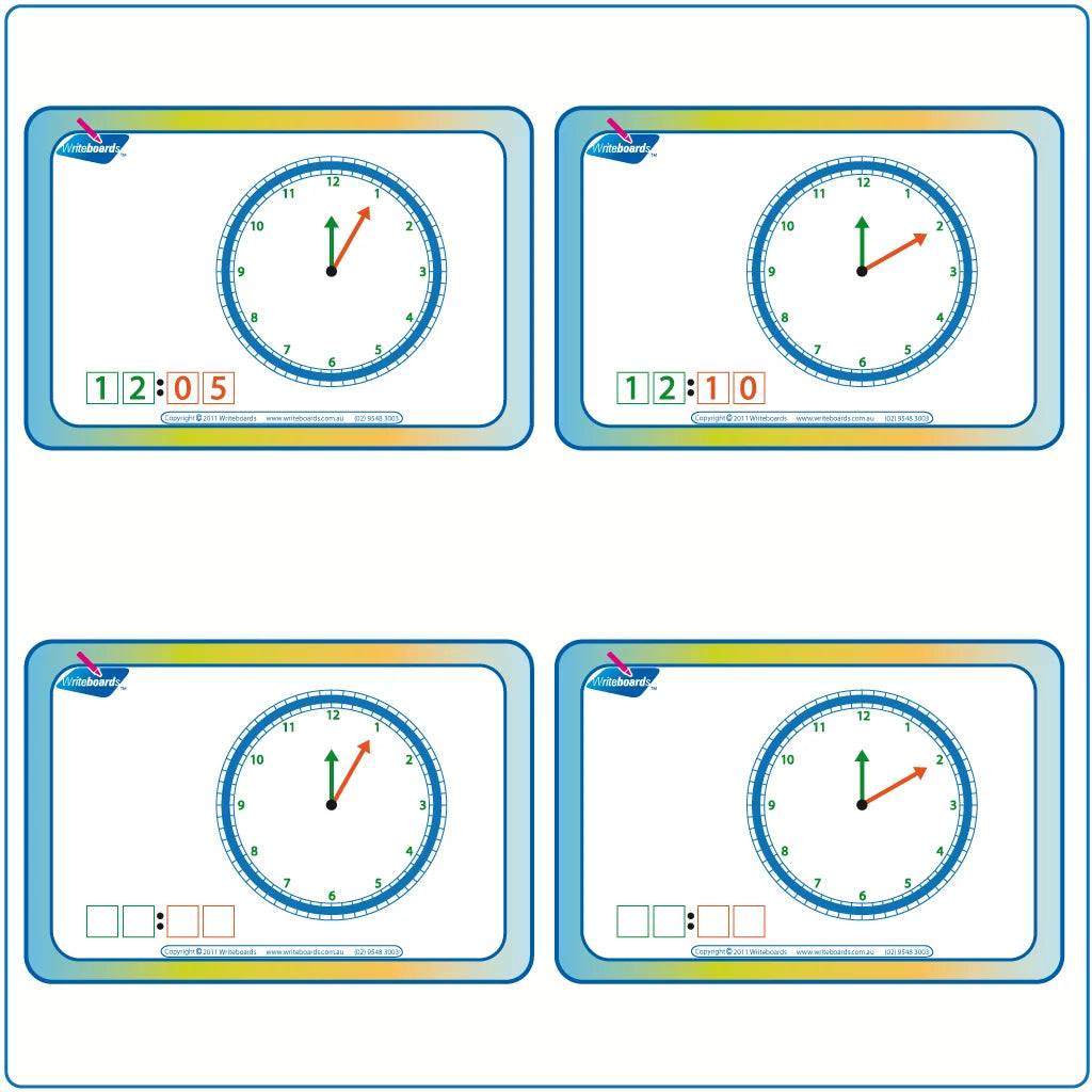 Learn to Tell the Time in Five Minute Increments with our Colour Coded Flashcards & Worksheets