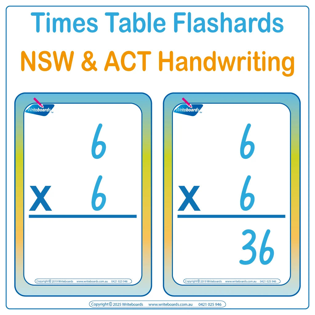 Teach you’re their Times Tables using NSW & ACT School Handwriting Includes with & without Answers 