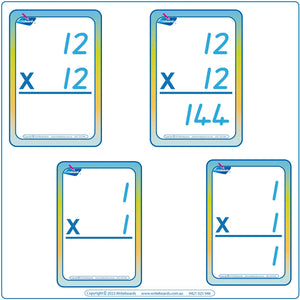 Teach multiplication with QLD Modern Cursive Font Times Tables 288 Flashcards for QLD classrooms