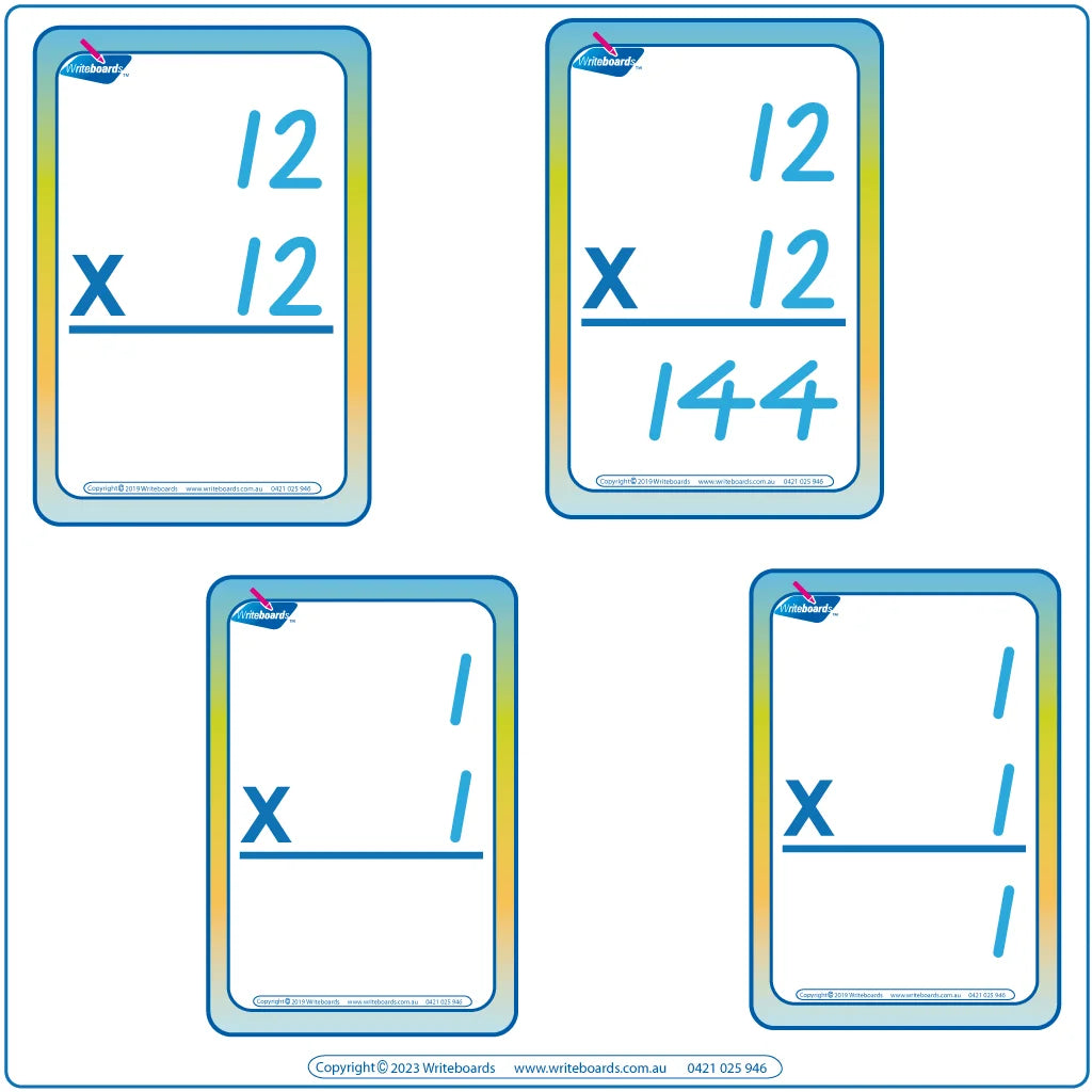 VIC Modern Cursive Font Times Tables Flashcards for Teachers, Teaching Resources for VIC and WA