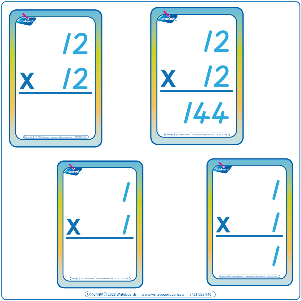 Times Tables 1 to 12 - TAS Modern Cursive Font
