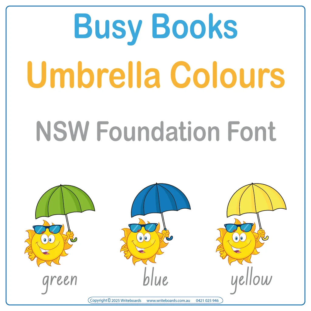 Teach colour recognition and handwriting with this 12-page Colours Busy Book in NSW Foundation Font