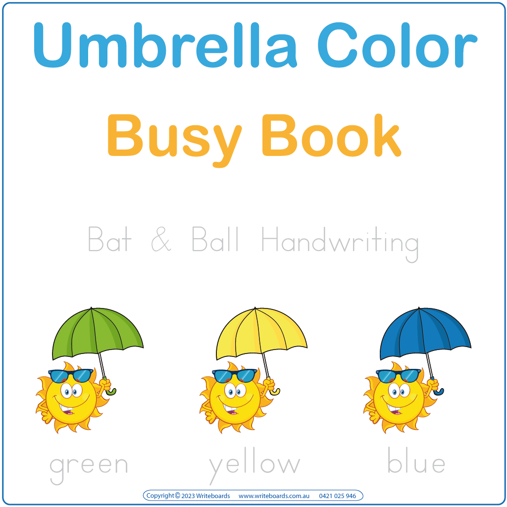 Busy Book Colours Package using Umbrellas