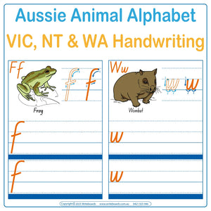 VIC Modern Cursive Font Worksheets & Flashcards are Included in our Advanced School Kit